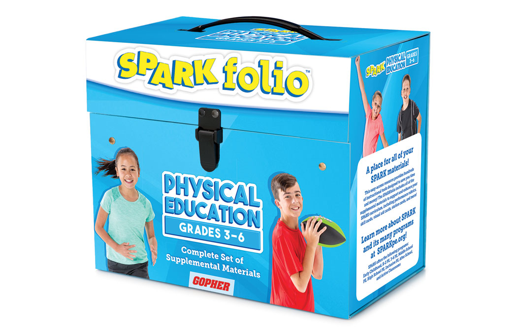 SPARKfolio case shows the custom box opened up with teaching materials divided by unit.