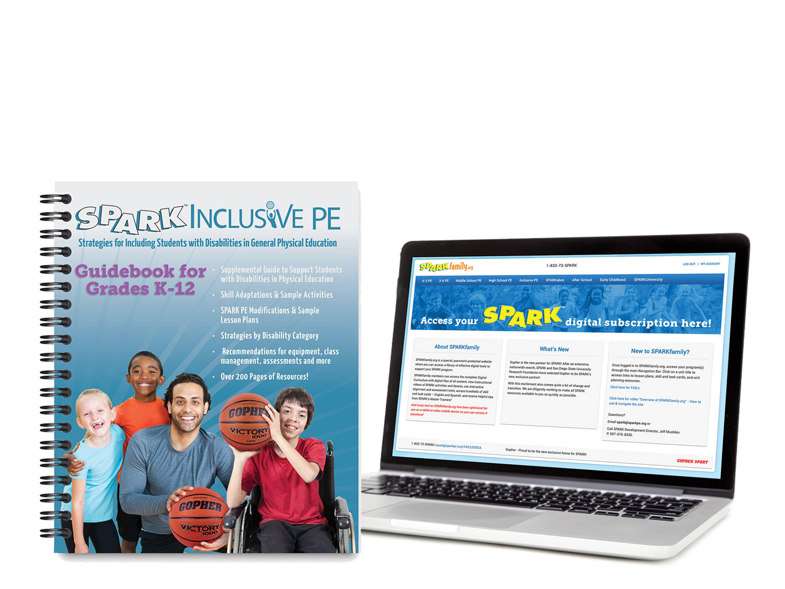SPARK Inclusive curriculum includes a guidebook with four students of different abilities are pictured.